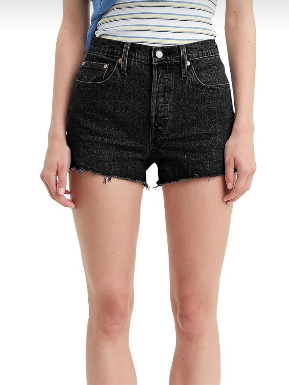 Levi's 501 Black Cut-Off Denim Shorts Women's Size 29 High Rise Button Up